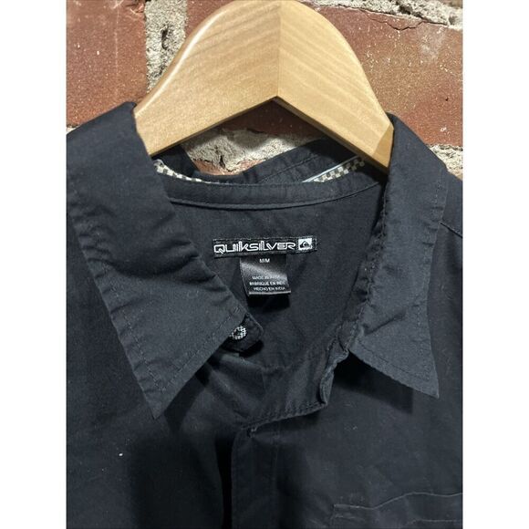 Quiksilver Mens Embroidered Black Long Sleeve Y2K  Button Shirt - Picture 2 of 4